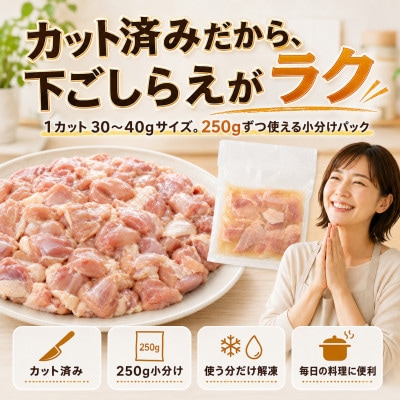 【カット済み 小分け】鶏もも肉 2kg(250g×8パック) 北海道産 ほたて出汁旨み味付け冷凍鶏肉