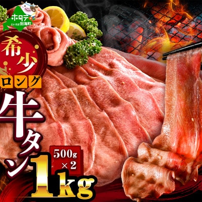 ロング牛タン 1kg(500g×2パック)薄切りスライス 特製塩だれ ほたて出汁仕込み ふるさと納税