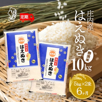 <10月中旬発送>庄内米6か月定期便!はえぬき無洗米 10kg(入金期限:2025.9.25)