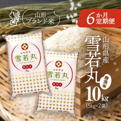 ＜3月中旬発送＞山形米6か月定期便!雪若丸無洗米 10kg(入金期限:2026.2.25)