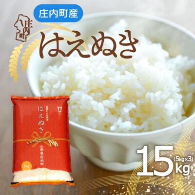 庄内町産 はえぬき 15kg 5kg×3袋 令和7年産 2025年産 ブランド米
