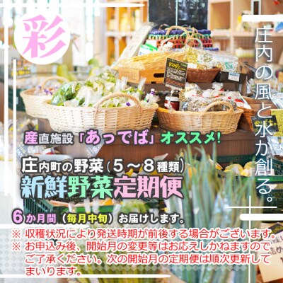【定期便】新鮮野菜 5~8種類×6ヶ月 産直施設「あっでば」直送【12月中旬発送】