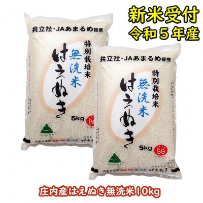 【 新米受付 】　令和5年産米　特別栽培米はえぬき無洗米　10kg