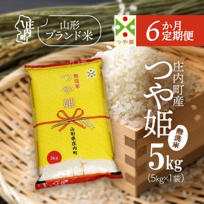 【6か月定期便】庄内米 つや姫 無洗米 5kg<5月下旬発送>ブランド米 米 お米の定期便