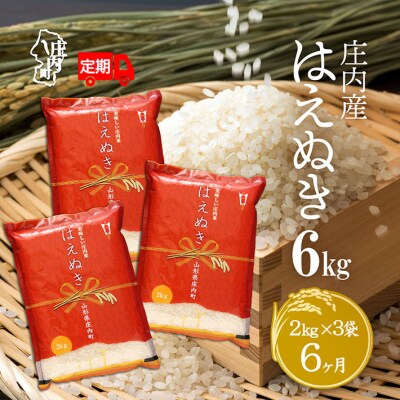 <5月中旬発送>庄内米6か月定期便!はえぬき 6kg(入金期限:2025.4.25)
