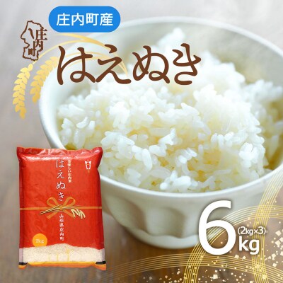 庄内町産 はえぬき 6kg 2kg×3袋 令和7年産 2025年産 ブランド米