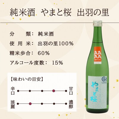 やまと桜 純米酒 出羽の里 1800ml×1本 日本酒 地酒 老舗酒蔵 山形 庄内町