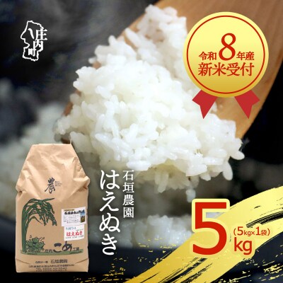【新米受付】石垣農園 はえぬき 5kg【10月より順次発送】
