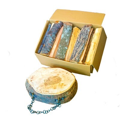 【キャンプの醍醐味!薪割りセット】 薪割り台(直径約20~25cm)と薪(約7kg)2箱セット
