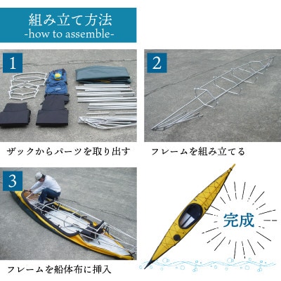 笠置町で生まれたフジタカヌー製一人乗りカヤック イエロー(ALPINA-1 450)