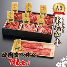 A5ランクのくまもと黒毛和牛 7種の焼肉 食べ比べ盛合せG-101(合志市)
