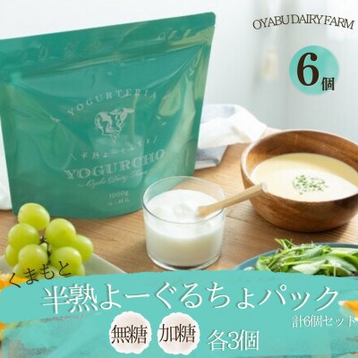 くまもと半熟よーぐるちょパック 350g(無糖・加糖) 各3個 計6個セット