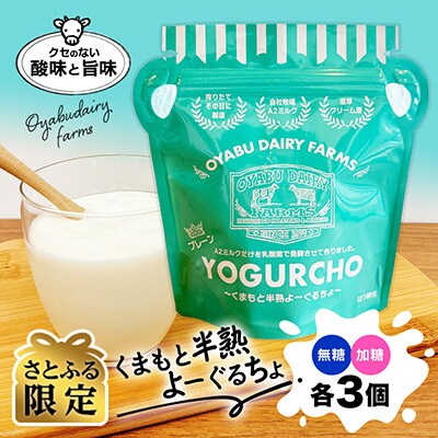 【さとふる限定】くまもと半熟よーぐるちょパック 350g(無糖・加糖) 各3個 計6個セット
