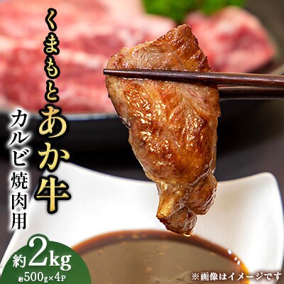 くまもとあか牛 カルビ 焼肉用　約500g×4P(計約2kg)(合志市)