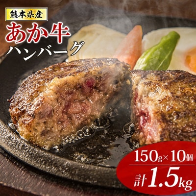【毎月定期便】熊本県産あか牛 和牛100% オリジナルハンバーグ 150g×10個(合志市)全6回