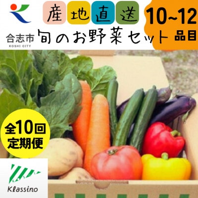 【発送月固定定期便】熊本県合志市の旬のお野菜セット10～12品目全10回