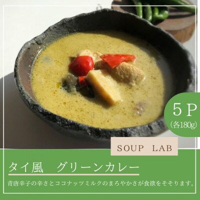 湯煎で簡単!タイ風グリーンカレー　5個セット(各180g)計約900g 【SOUP LAB】