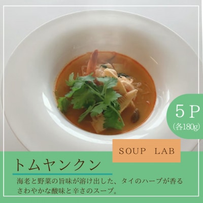 湯煎で簡単!トムヤンクン　5個セット(各180g)計約900g 【SOUP LAB】