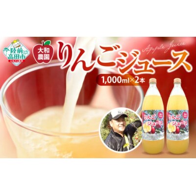 ぎゅーっと搾った りんごジュース 1,000ml×2本 【大和農園】 りんご フルーツ 飲料 飲み物