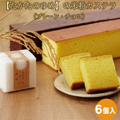 もっちり食感 米粉 カステラ 2種類(プレーン/チョコ) 各3個セット 計6個 お菓子 ギフト