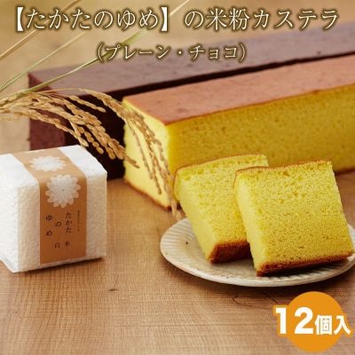 もっちり食感 米粉 カステラ 2種類(プレーン/チョコ) 各6個セット 計12個 お菓子 ギフト