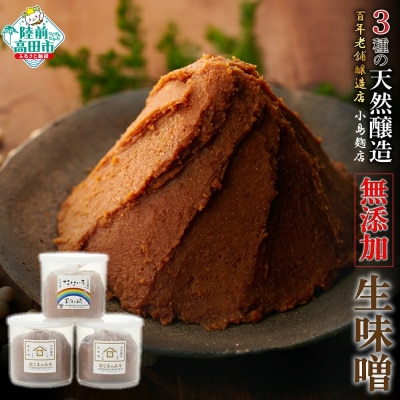 3種の天然醸造生味噌セット 【 味噌 食べ比べ 小島麹店 】