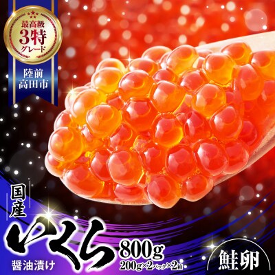 国産 鮭いくら醤油漬け 800g (200g×2パック×2箱) 