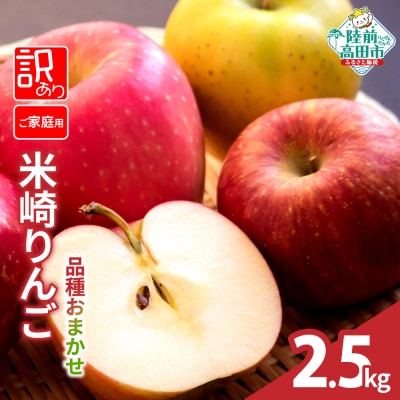 先行受付 訳あり 米崎りんご 品種おまかせ 2.5kg JA共選 ご家庭用 果物 りんご リンゴ