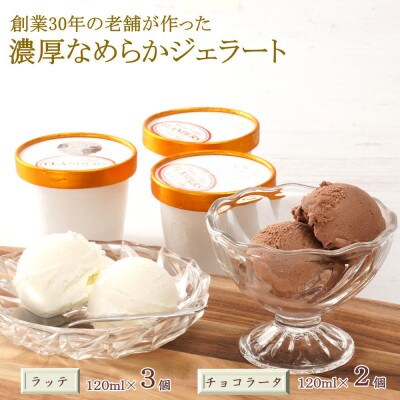 30年の老舗が作った濃厚なめらかジェラート　おすすめのラッテとチョコラータの5個入り(上富田町)