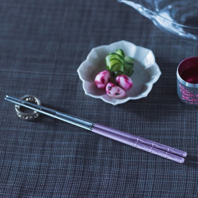 お箸-華[藤]1膳セット(箸置き、木箱付き)