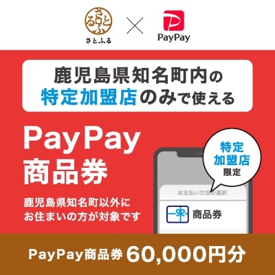 鹿児島県知名町　PayPay商品券(60,000円分)※地域内の一部の加盟店のみで利用可