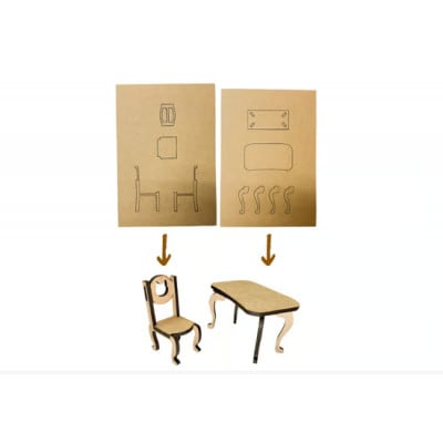 ミニチュア家具2点セット いす・つくえ