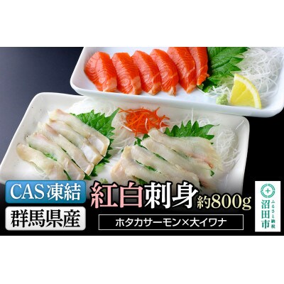 CAS印 群馬県産ホタカサーモン×大イワナの紅白刺身 計約800g 株式会社沼田魚菜市場仲卸