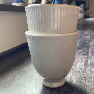 【陶器】藁灰しのぎフリーカップペア 計2個
