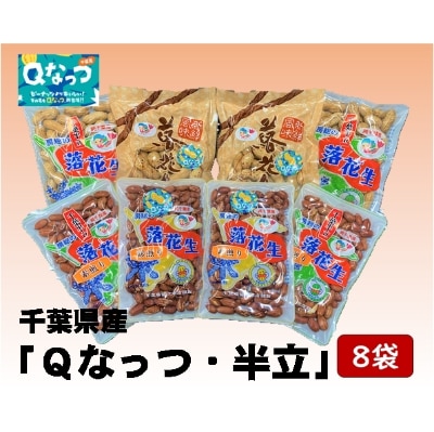 大網白里市産 落花生 千葉半立・Qナッツ8袋セット