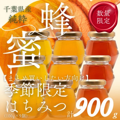 千葉県産「厳選はちみつ」【計900g】100g×9個【ランダムにセレクト】