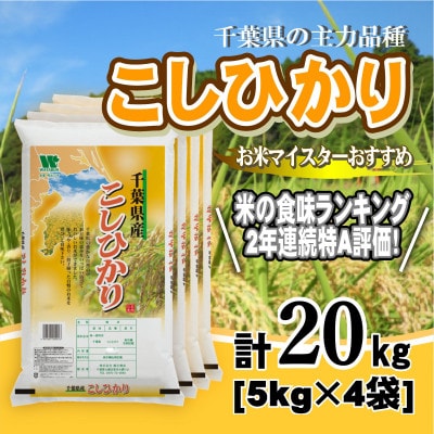 【令和7年産】【特A評価】千葉県産「コシヒカリ」精米 20kg(5kg×4袋)