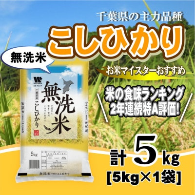 【令和7年産】【特A評価】千葉県産「コシヒカリ」無洗米 5kg(5kg×1袋)