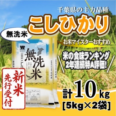 【令和8年産 新米先行受付!】【特A評価】千葉県産「コシヒカリ」無洗米 10kg(5kg×2袋)