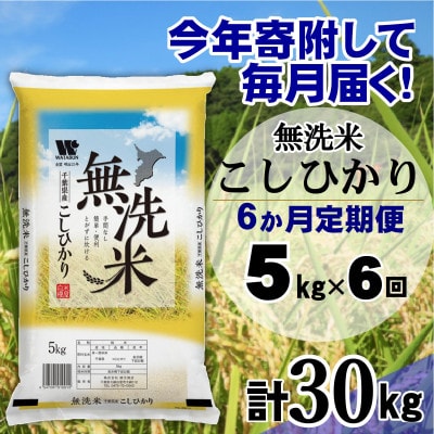 【毎月定期便】コシヒカリ 無洗米 5kg(5kg×1袋)全6回