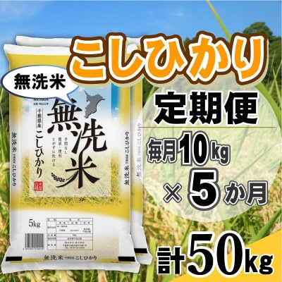 【毎月定期便】コシヒカリ 無洗米 10kg (5kg×2袋)全5回