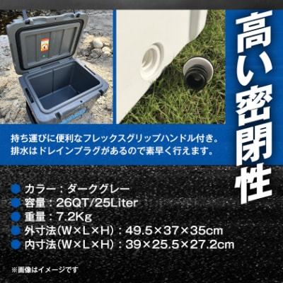オリジナルマット(SeaDek)付ハードクーラーボックス　(サイズ:25L)　カラー:ダークグレイ