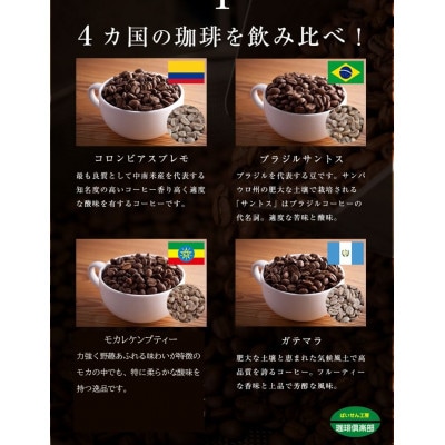 4か国の珈琲飲み比べの福袋!500g×4袋(豆)&古墳珈琲ドリップバッグ1袋!