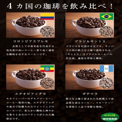 4か国の珈琲飲み比べの福袋!300g×4袋(挽)&古墳珈琲ドリップバッグ1袋!
