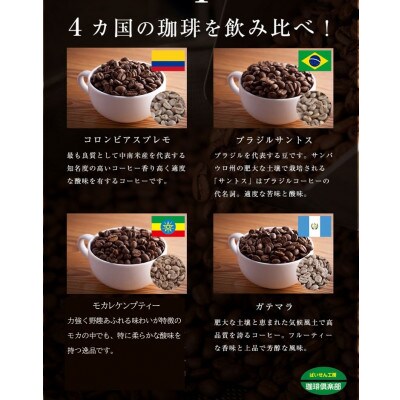 4か国の珈琲飲み比べの福袋!100g×4袋(挽)&古墳珈琲ドリップバッグ1袋!