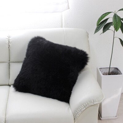 ムートンピロークッション 40×40cm ブラック