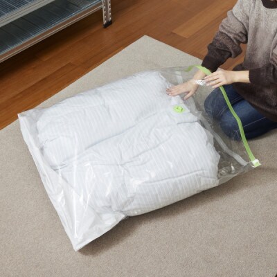 【日本製】ふとん圧縮袋 Mサイズ 2枚入り (シングル掛けふとん用)