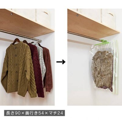 【日本製】ハンガー付き衣類圧縮袋 Mサイズ 2枚入り