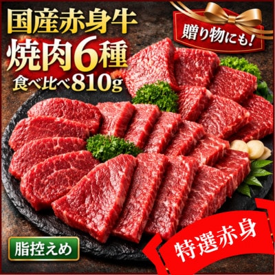 厳選赤身牛焼肉セット6種盛約810g ヒマラヤ岩塩付き 希少部位