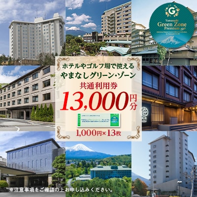 やまなしグリーン・ゾーン プレミアム認証施設共通利用券 13,000円分